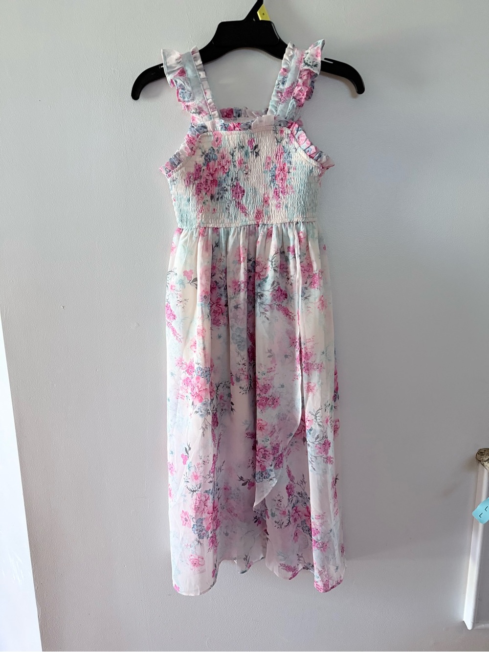 Rare Editions Pink and Light Blue Floral Maxi Dress for Girls